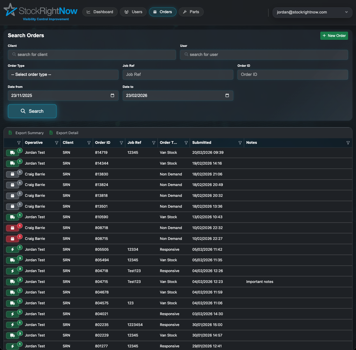 Stock Right Now Portal Screenshot